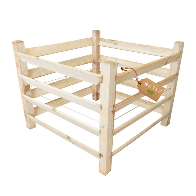 Holzkomposter 100x100x80 cm, Komposter mit Stecksystem, Gartenkomposter